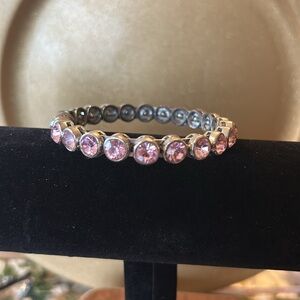 Pink Rhinestone Bracelet with Magnetic Clasp; Perfect Condition; Easy On and Off